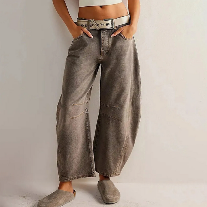 Jean femme coupe large taille haute usage quotidien