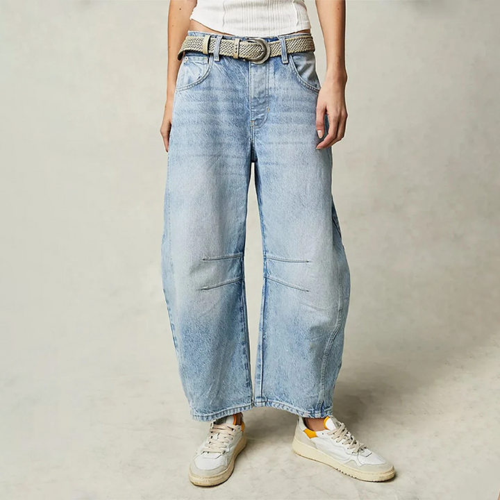 Jean femme coupe large taille haute usage quotidien