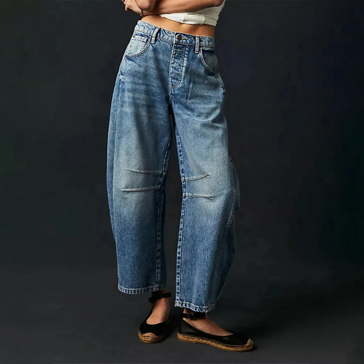 Jean femme coupe large taille haute usage quotidien