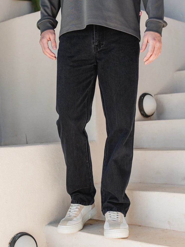 Jean en denim noir délavé 0