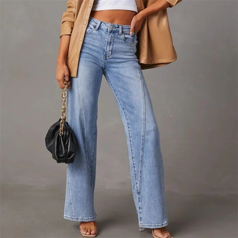 Jeans Femme Pantalon Large Décontracté 0