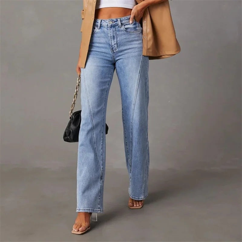 Jeans Femme Pantalon Large Décontracté 4