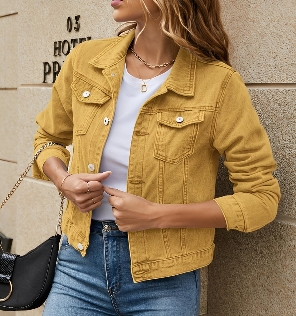 Julia - Veste en jean moderne avec col à revers pour femmes 3