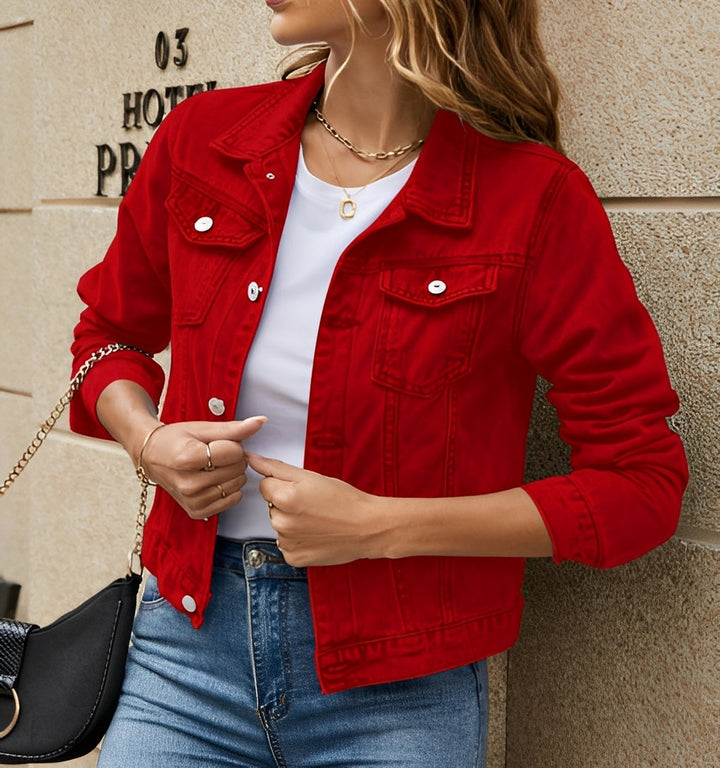 Julia - Veste en jean moderne avec col à revers pour femmes 6