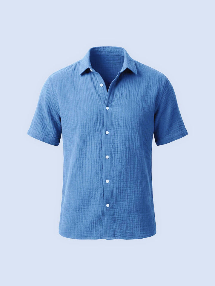 Julien - Chemise en Lin Homme Casual Manches Courtes avec Col Classique 2