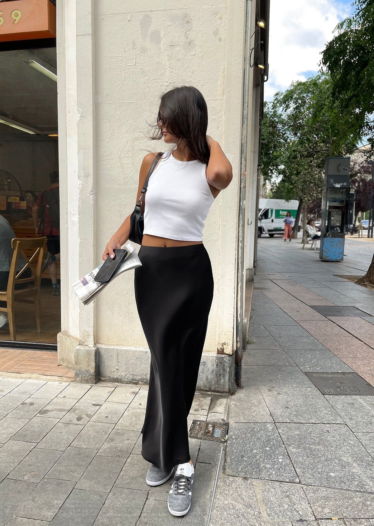 Jupe longue pour femme style maxi à surface texturée