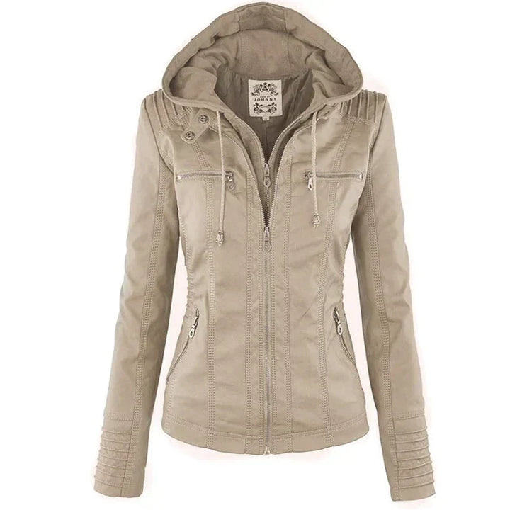 Ivory™ | Veste en Cuir pour Femmes Résistante aux Intempéries avec Capuche