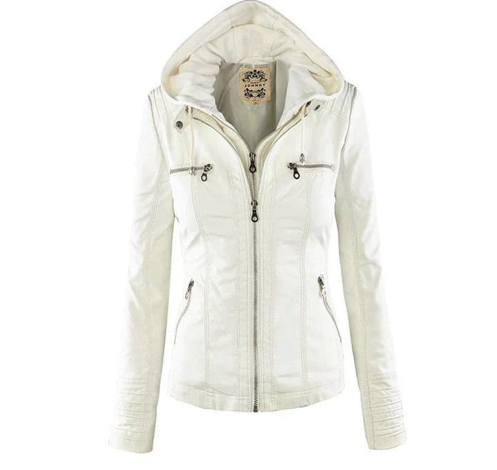 Ivory™ | Veste en Cuir pour Femmes Résistante aux Intempéries avec Capuche