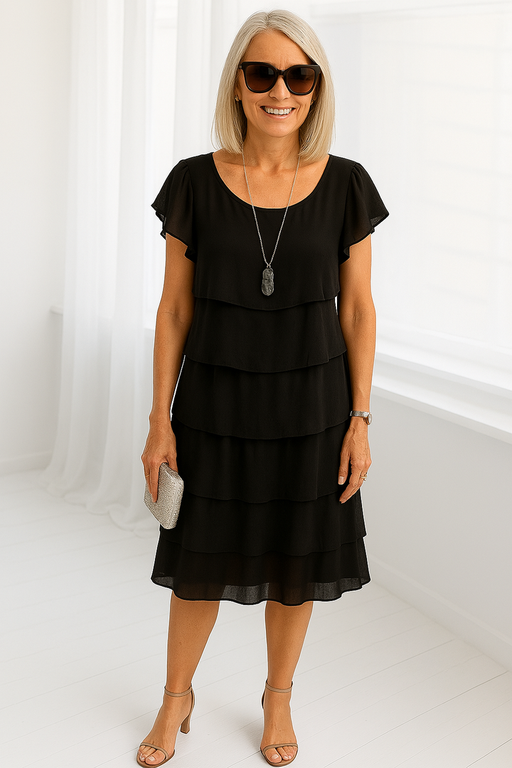 Karen | Robe midi à manches courtes et volants pour femme 1