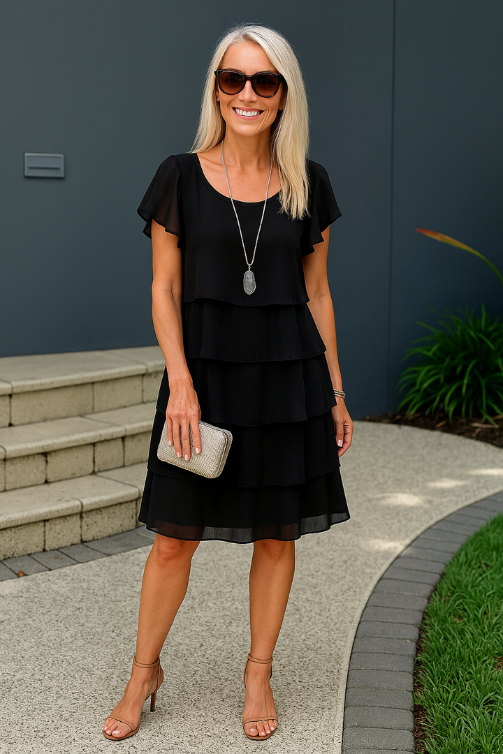 Karen | Robe midi à manches courtes et volants pour femme 5