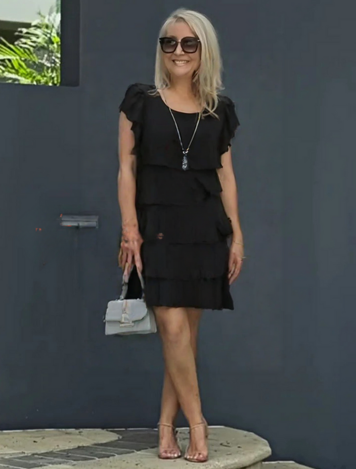 Karen | Robe midi à manches courtes et volants pour femme 6