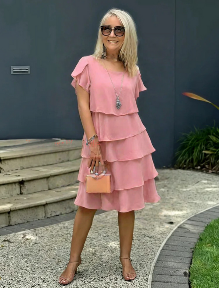 Karen | Robe midi à manches courtes et volants pour femme 7