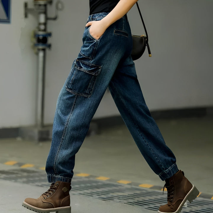 Jean femme patchwork poches pratiques