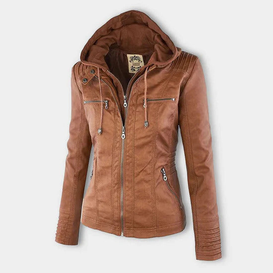 Ivory™ | Veste en Cuir pour Femmes Résistante aux Intempéries avec Capuche