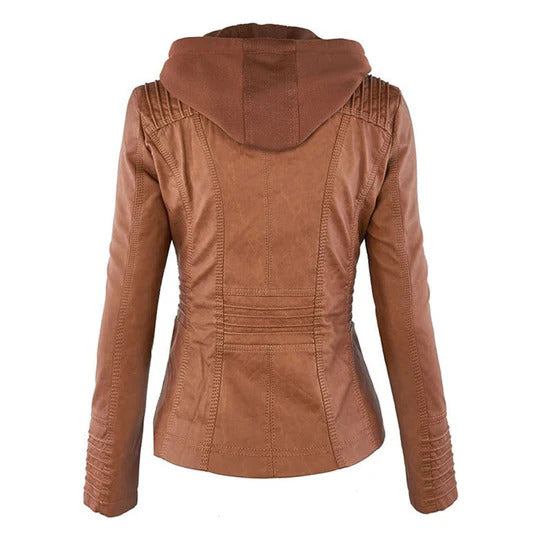 Ivory™ | Veste en Cuir pour Femmes Résistante aux Intempéries avec Capuche