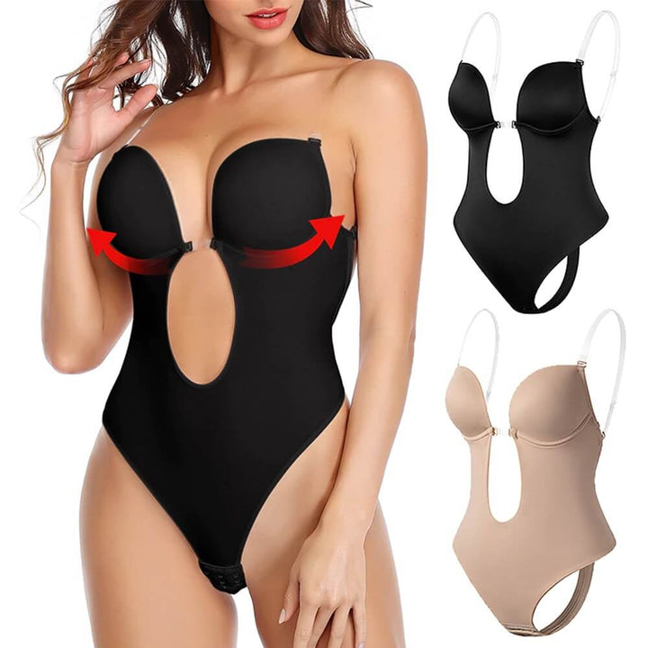 Lina - Body gainant dos nu à décolleté plongeant 1