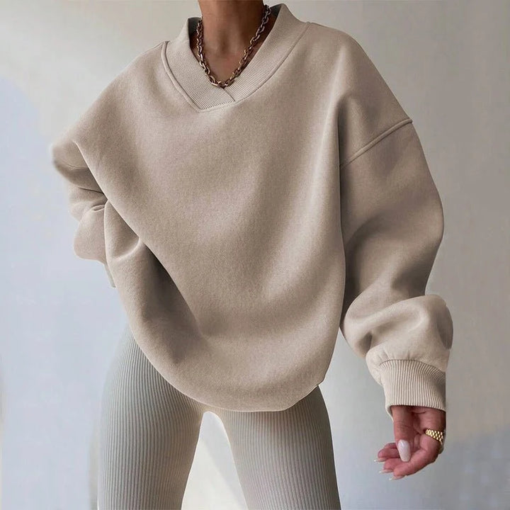 Liora Pull-over Femme | Col V, Mélange de Coton, Coupe Oversize 2
