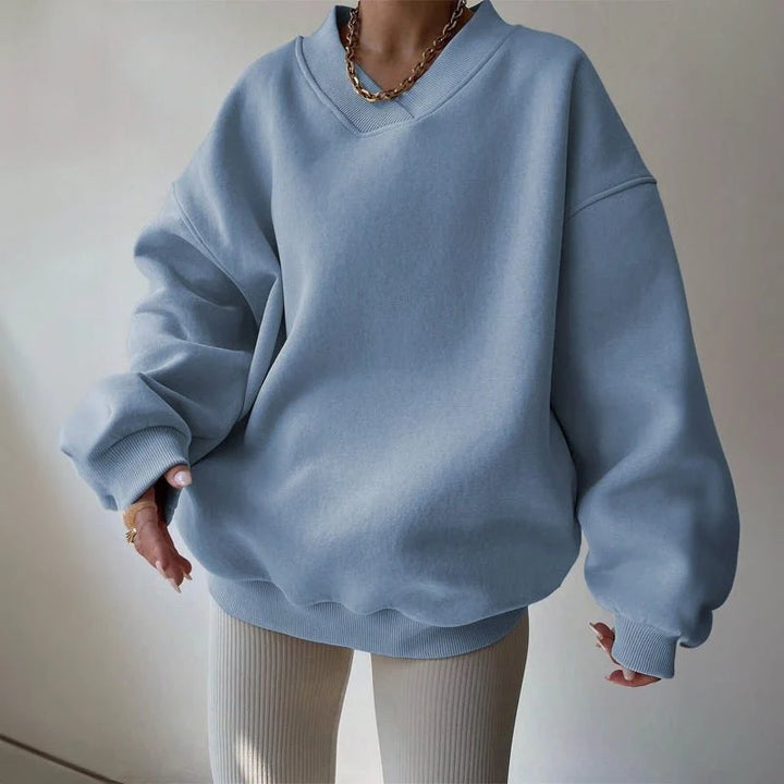 Liora Pull-over Femme | Col V, Mélange de Coton, Coupe Oversize 3