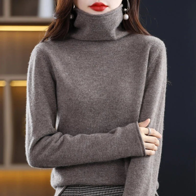 Liora Pull Femme | Col Superposé, Laine Mélangée, Coupe Ample 0