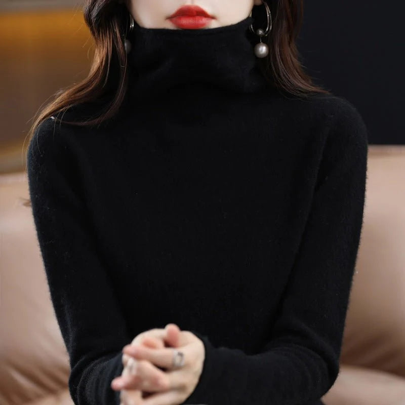 Liora Pull Femme | Col Superposé, Laine Mélangée, Coupe Ample 1