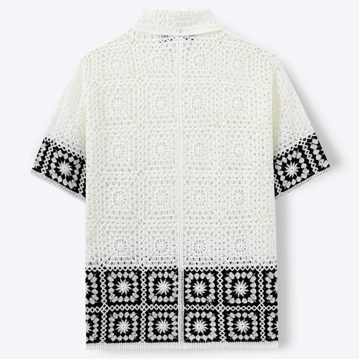 Louis - Chemise Homme Bohème Manches Courtes avec Motifs Graphiques et Col Classique 2