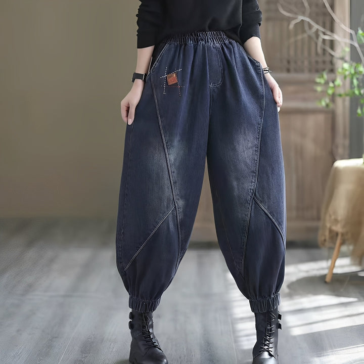 Jean femme taille élastique coupe ample