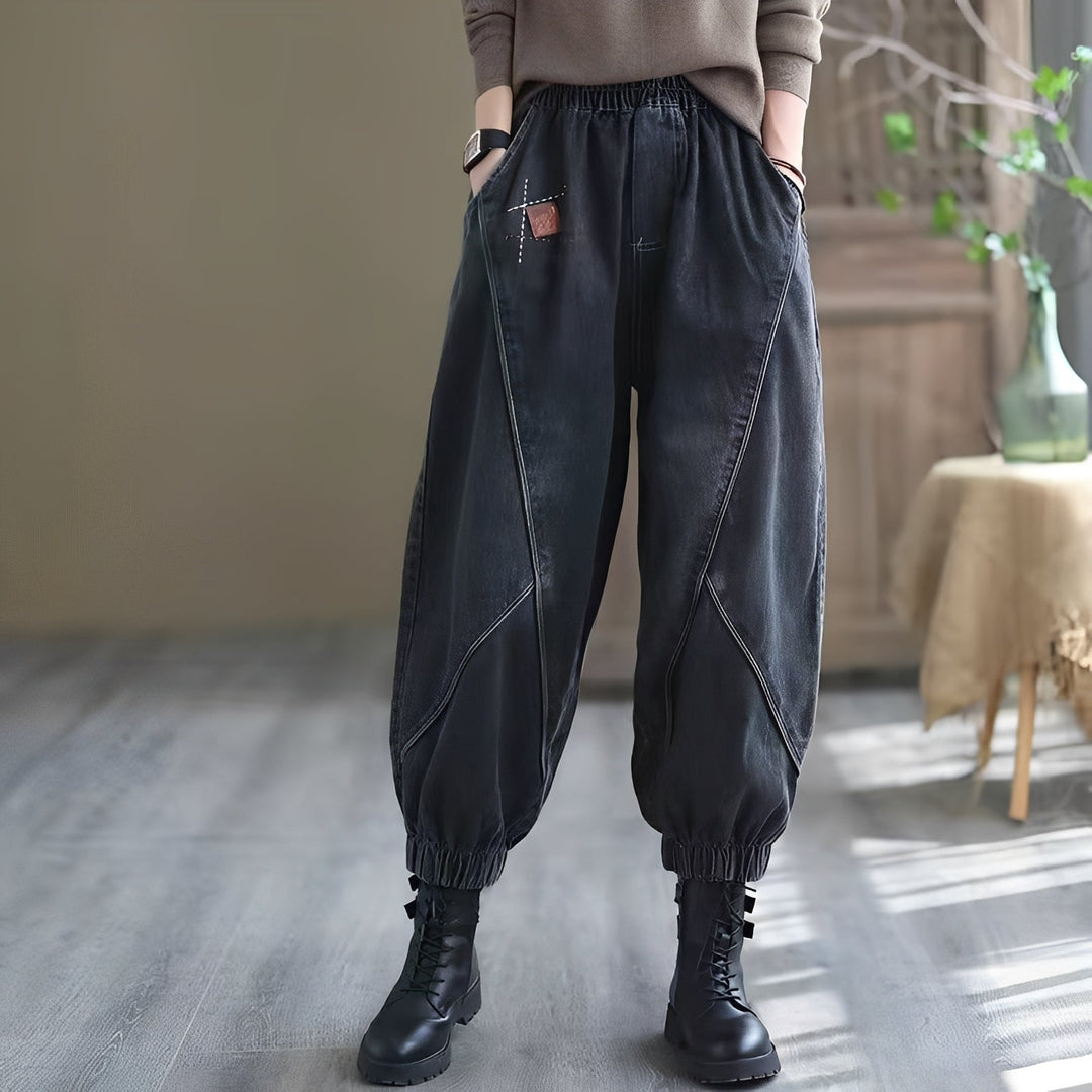 Jean femme taille élastique coupe ample