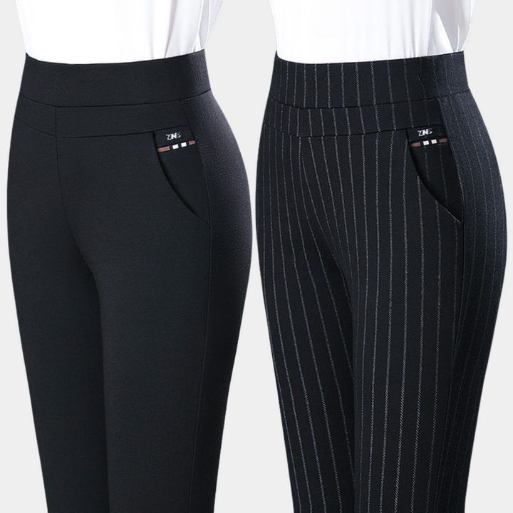 Małgorzata | Pantalon femme, lisse, élastique et gainant, en mélange de viscose, avec une taille haute qui met en valeur la taille 1