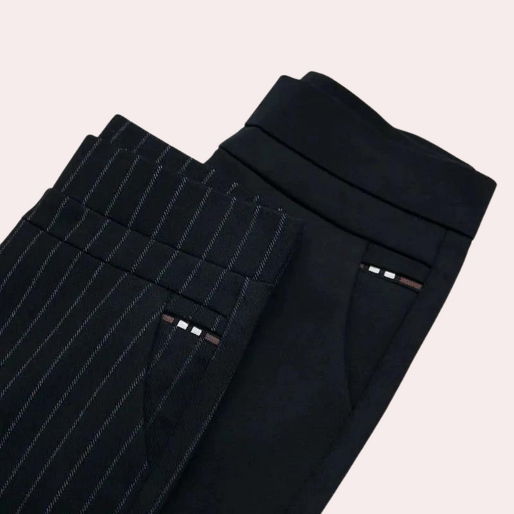 Małgorzata | Pantalon femme, lisse, élastique et gainant, en mélange de viscose, avec une taille haute qui met en valeur la taille 3