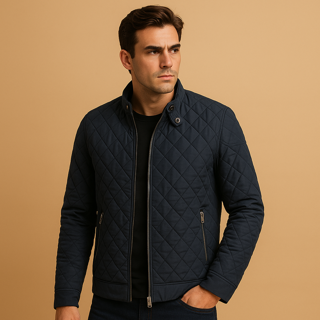 Manteau pour hommes | Manteau matelassé à col classique et fermeture avant