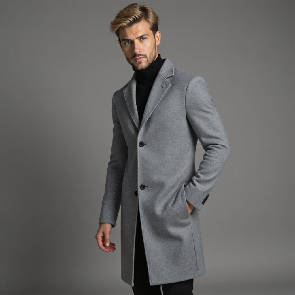 Manteau pour hommes | Manteau long ajusté avec col classique