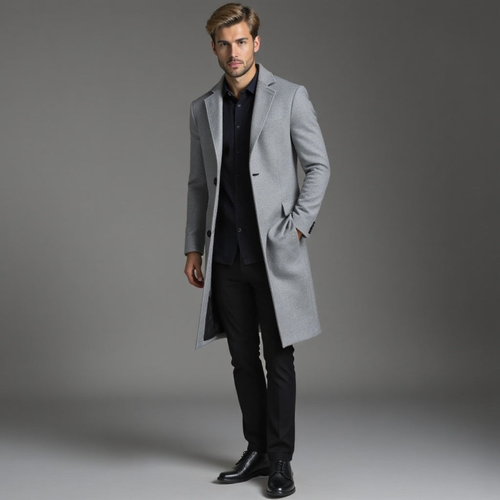 Manteau pour hommes | Manteau long ajusté avec col classique