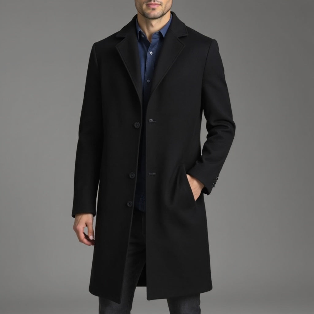 Manteau pour hommes | Manteau long ajusté avec col classique