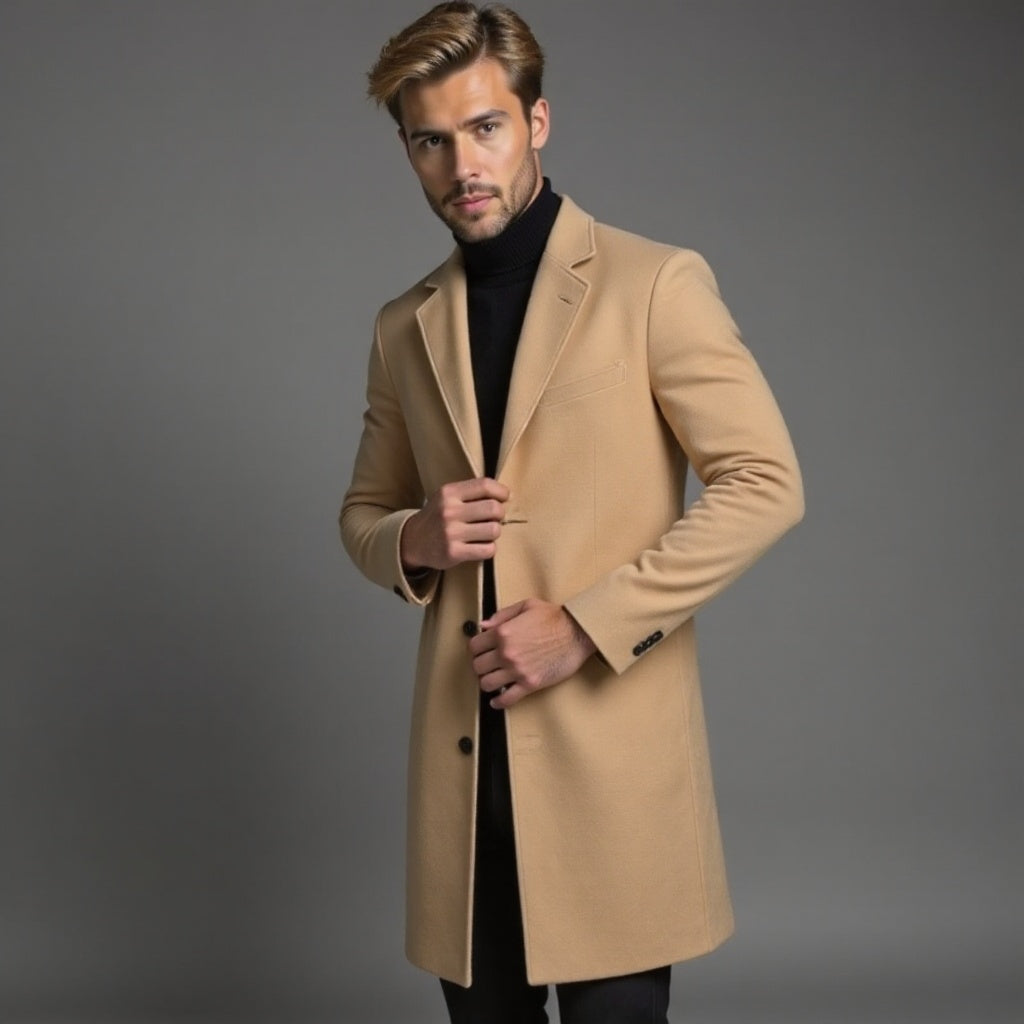 Manteau pour hommes | Manteau long ajusté avec col classique