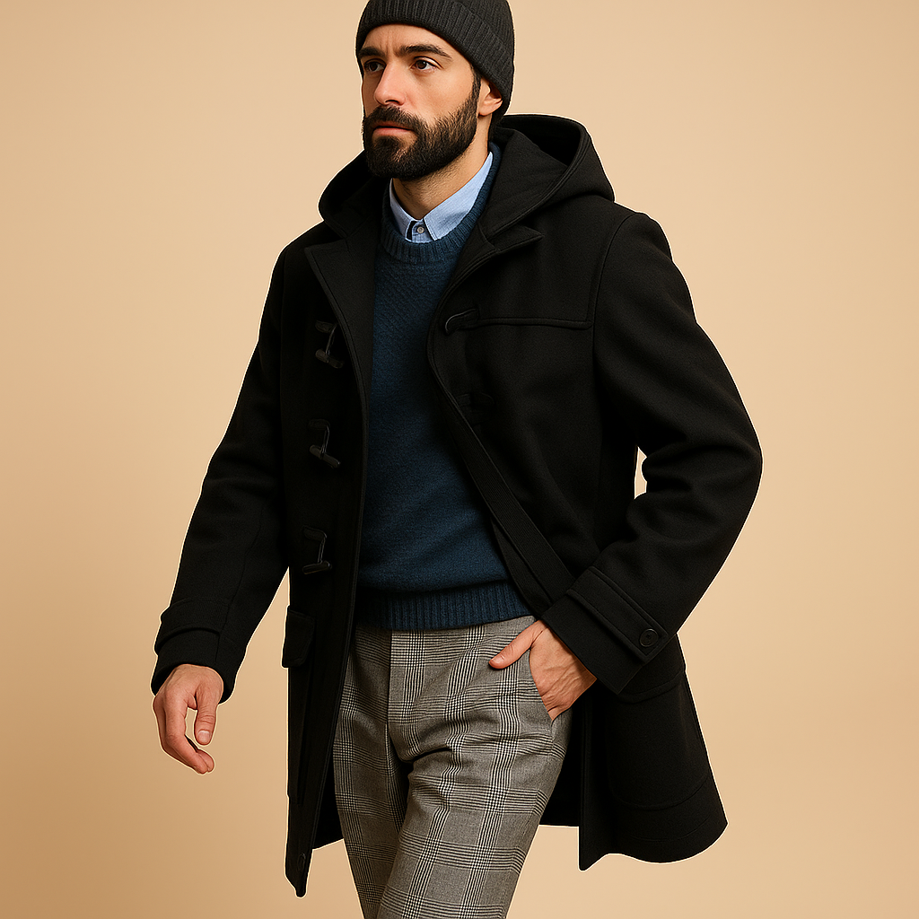 Manteau pour hommes | Manteau long à col classique avec fermeture avant