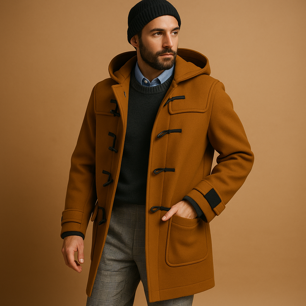 Manteau pour hommes | Manteau long à col classique avec fermeture avant