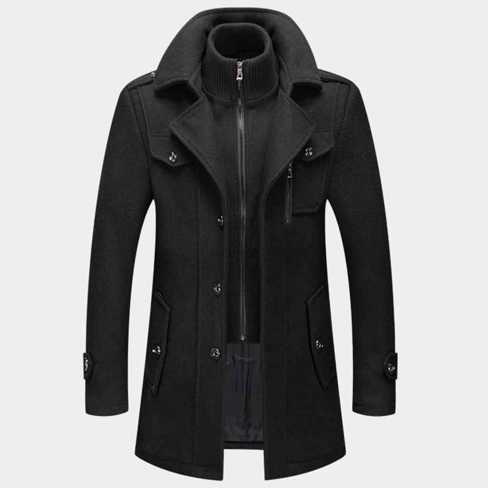 Manteau pour hommes | Manteau long à col montant avec fermeture avant