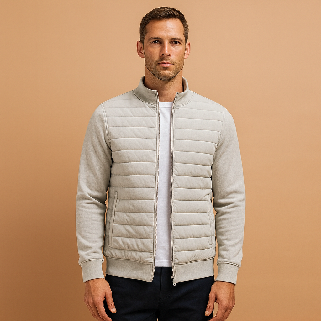 Manteau pour hommes | Veste matelassée à col montant avec fermeture avant