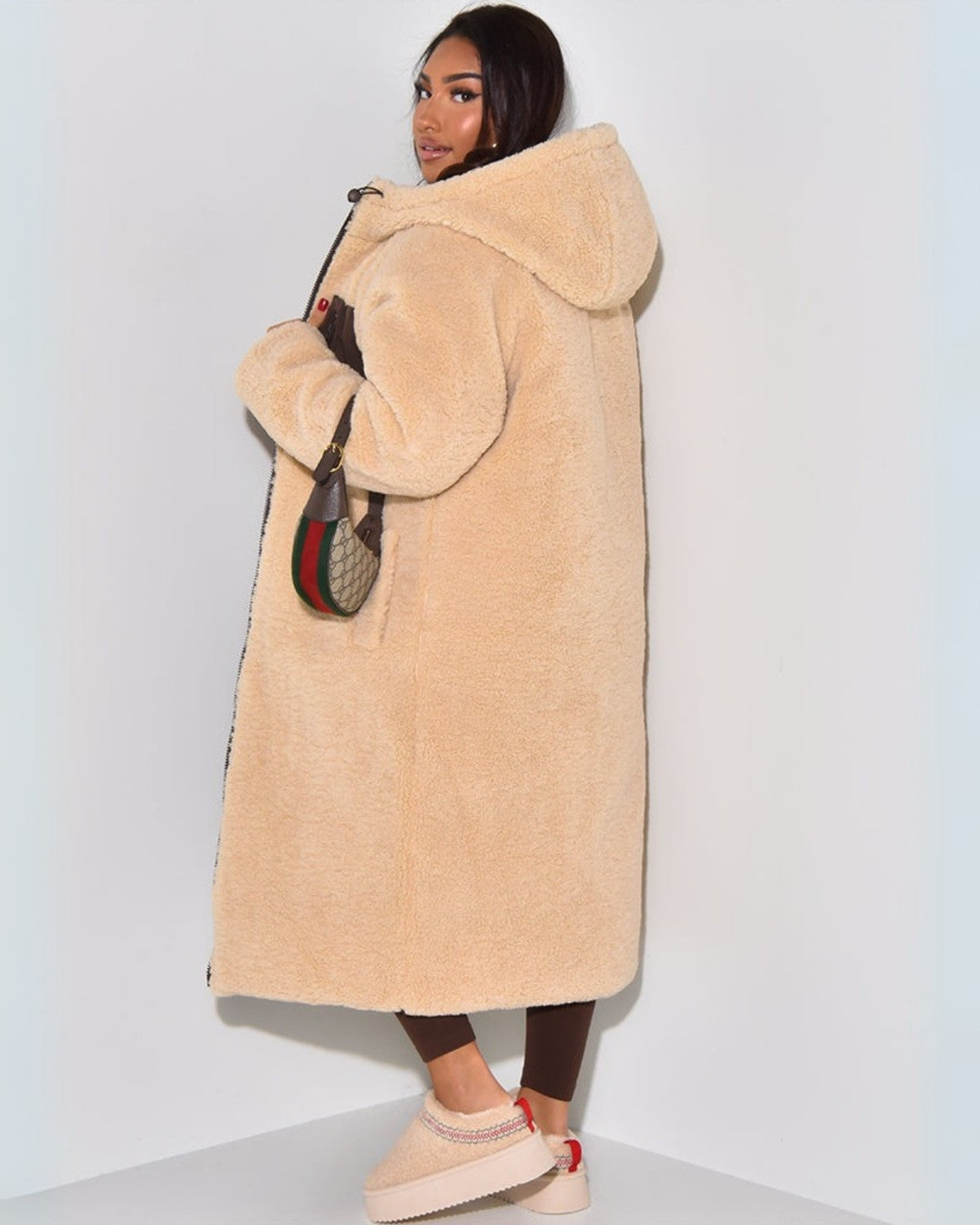 Manteau hiver femme reversible double face manches longues quotidien