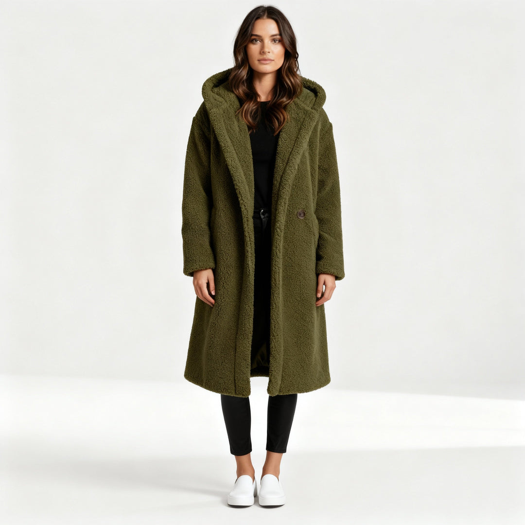 Manteau femme | Long, à capuche, coupe ample et finitions soignées 1