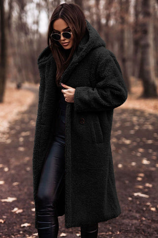 Manteau femme | Long, à capuche, coupe ample et finitions soignées 14