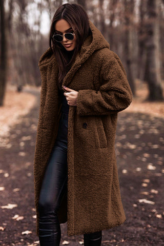 Manteau femme | Long, à capuche, coupe ample et finitions soignées 8