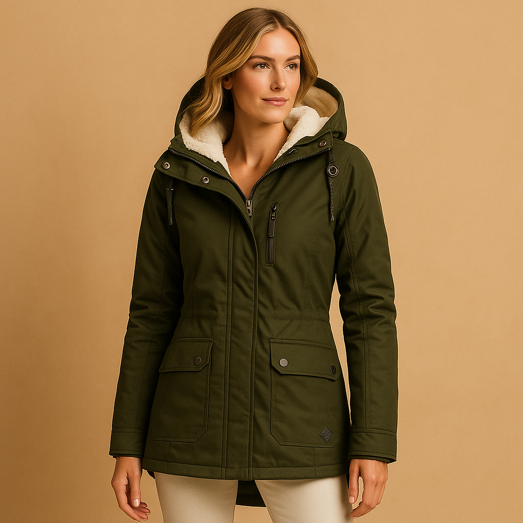 Manteau pour femme | Manteau long à capuche avec fermeture zippée avant