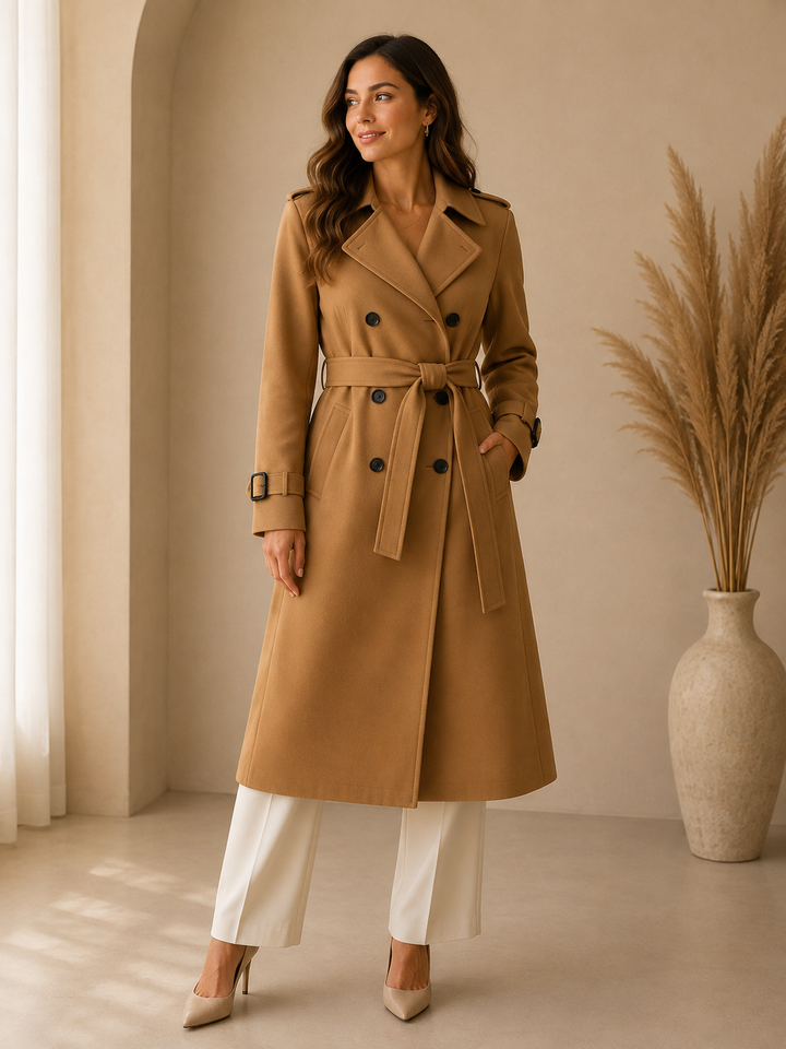 Manteau long d'hiver pour femme - Manteau élégant à double boutonnage 0