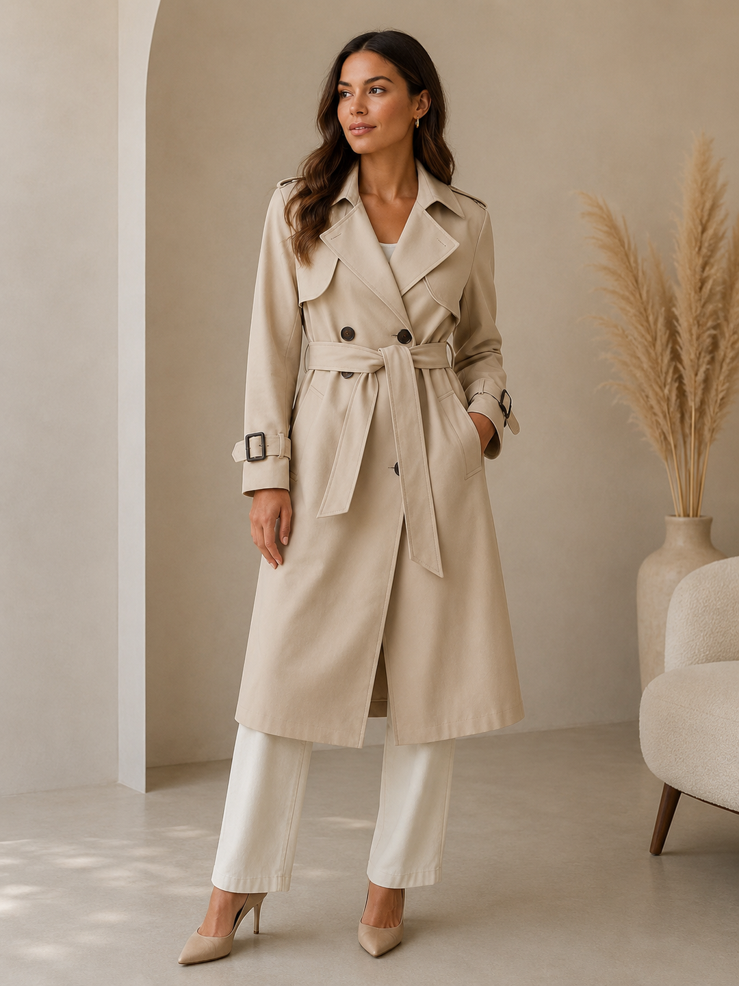 Manteau long d'hiver pour femme - Manteau élégant à double boutonnage 1