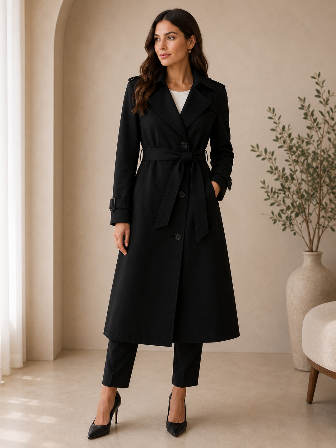 Manteau long d'hiver pour femme - Manteau élégant à double boutonnage 2