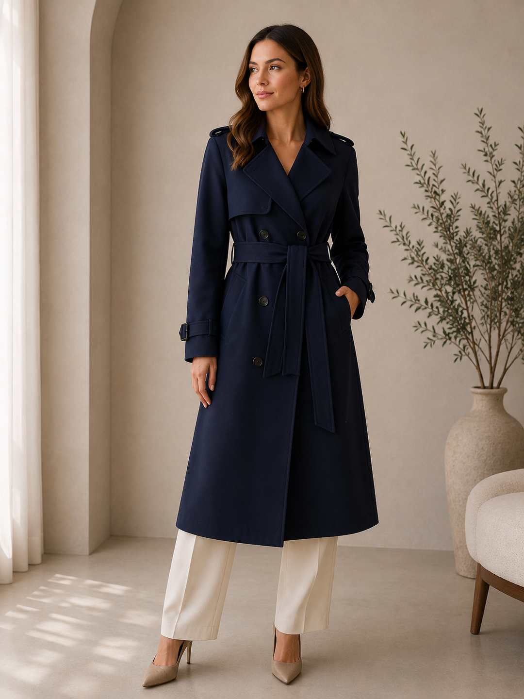 Manteau long d'hiver pour femme - Manteau élégant à double boutonnage 3