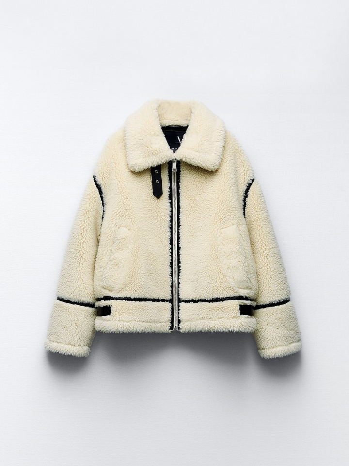 Manteau teddy femme | Veste d’hiver courte coupe oversize chaude