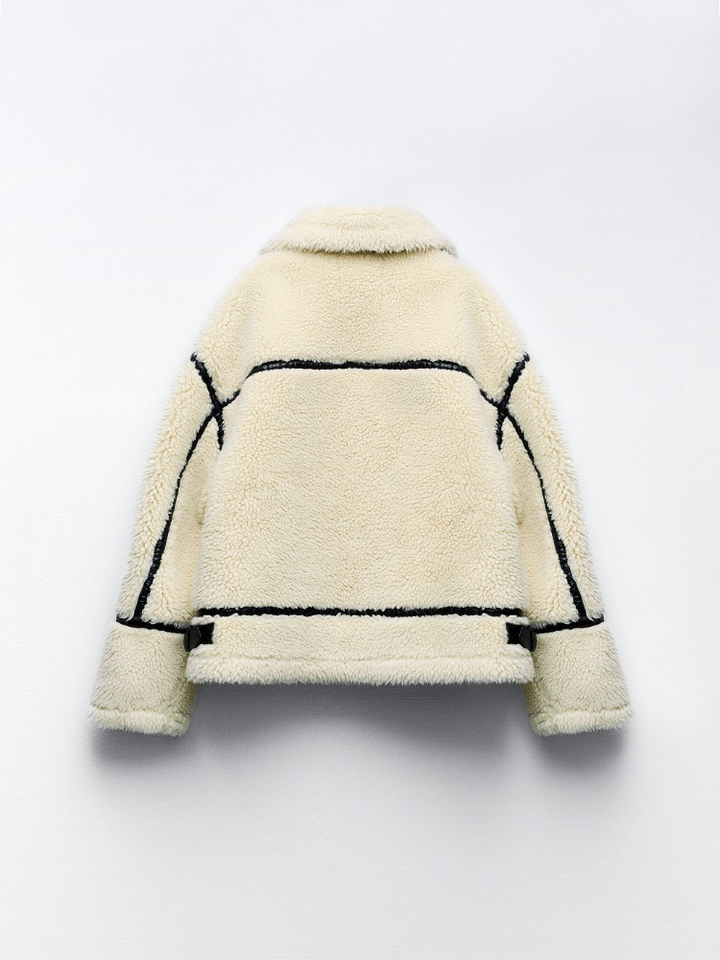 Manteau teddy femme | Veste d’hiver courte coupe oversize chaude