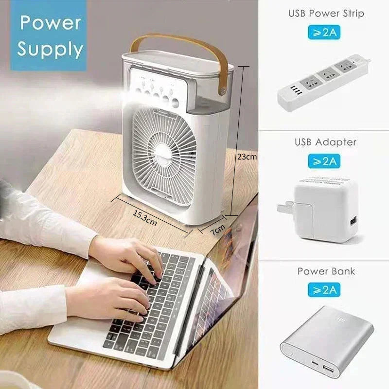 Mini refroidisseur d'air – Refroidisseur d'air de table USB avec fonction brumisation et 3 réglages 3